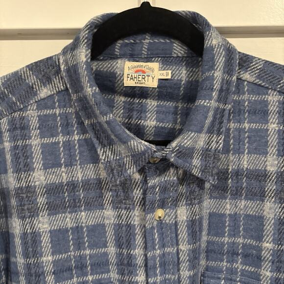 Faherty Legend Sweater Shirt Mens 2XL XXL Blue Button Up Long Sleeve Flannel - Picture 3 of 14